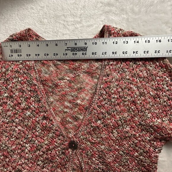 Nic + Zoe Womens V-Neck Short Sleeve Knitted Cardigan Sweater Medium Multicolor - Picture 5 of 7